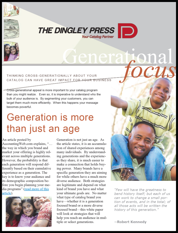 Generations in catalog marketing coverpage